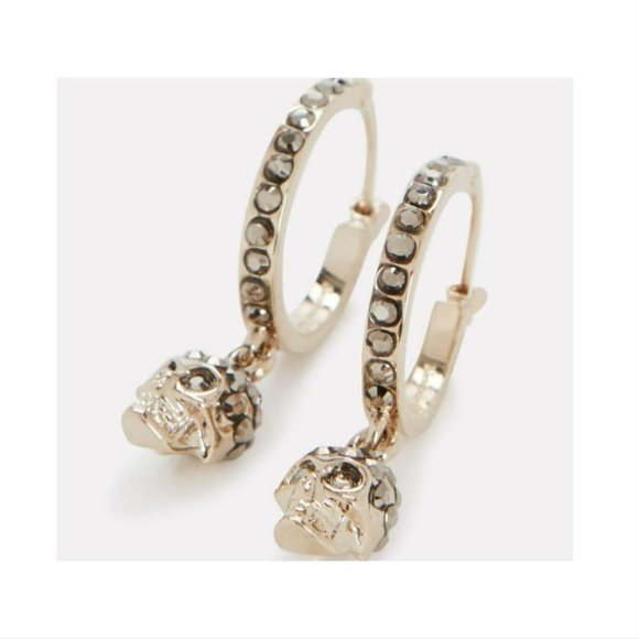 NIB AMQ ALEXANDER MCQUEEN Mini Skull Hoop Earrings - Picture 6 of 16